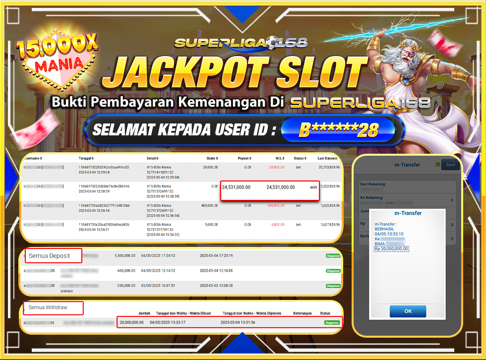 SUPERLIGA168 15.000X MANIA Rp.20.000.000